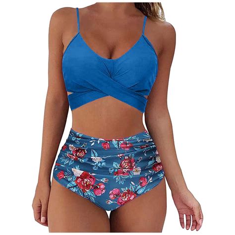 Wreesh Womens Two Piece Swimsuit Bikini Sets High Waisted Bikini