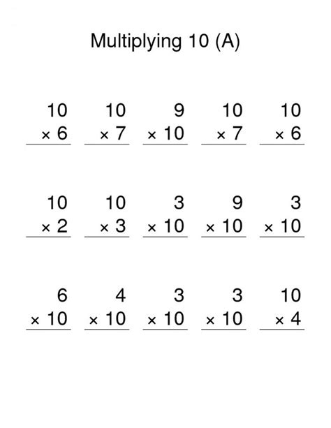 Multiplying By Multiples Of 10 Worksheets