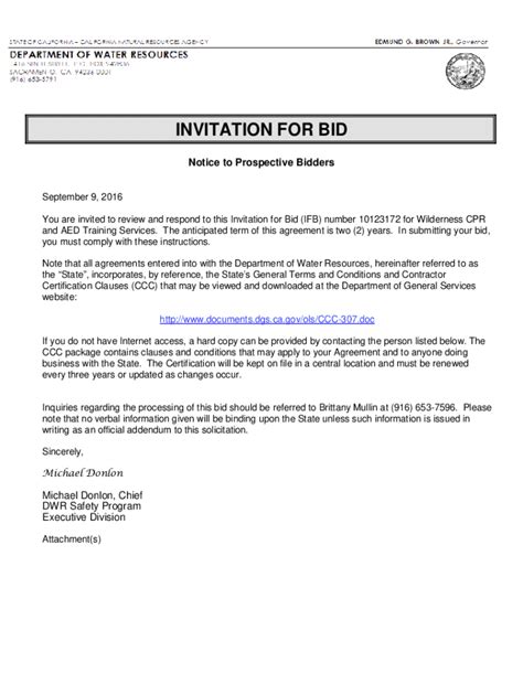 Fillable Online Invitation For Bid Ifb Ifb Req