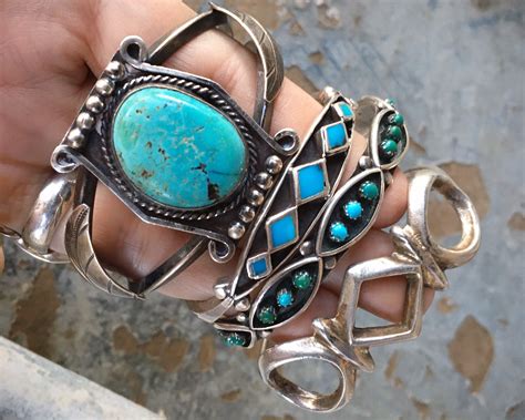 Reserved For L Early Natural Turquoise Cuff Bracelet For Women Or