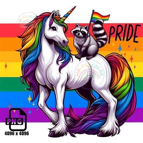 Lgbtq Rainbow Unicorn Png Raccoon Png Lgbtq Pride Month Colorful