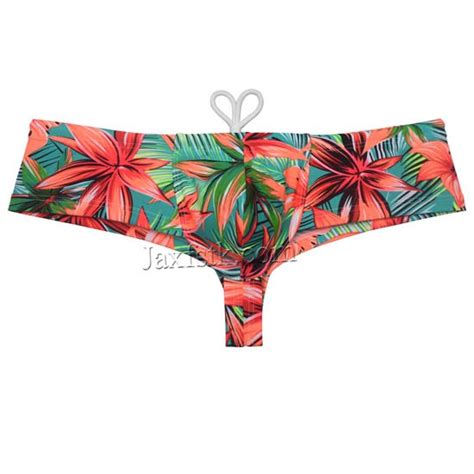 Men S Swimwear Elastic Swim Briefs Drawstring Boxer Swimsuits Board Surf Shorts Bikini MU D