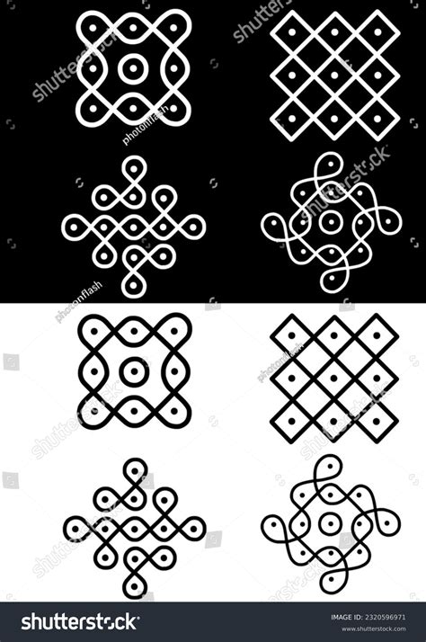 Traditional Indian Rangoli Kolam Designs Black Stock Illustration ...