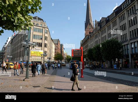 Monckebergstraße One Of The Main Shopping Streets In Hamburg Germany