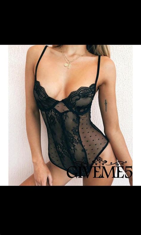 Sexy Black Lace Lingerie Bodysuit Women S Fashion New Undergarments Loungewear On Carousell
