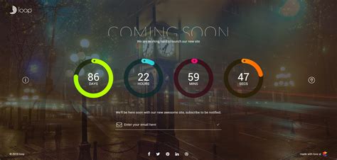 Loop Animated Coming Soon Countdown Landingpage Template