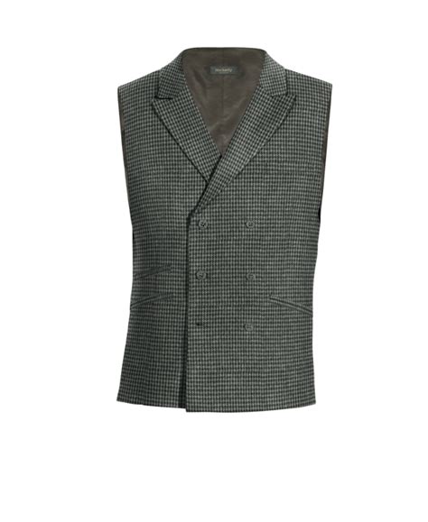 Gilet Doppio Petto Con Risvolto A Lancia Grigio Scuro Pied De Poule In