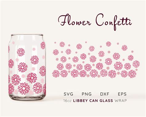 Flower 16 Oz LIBBEY GLASS SVG Beer Can Glass Svg For Cup Beer Can Glass