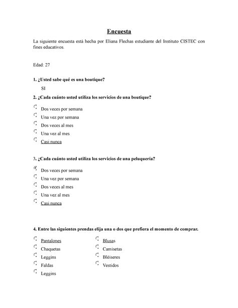 Encuesta B&P Eli Fle - copia - Encuesta La siguiente encuesta está