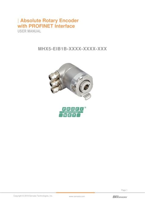 PDF Absolute Rotary Encoder With PROFINET Interface User Manual 1