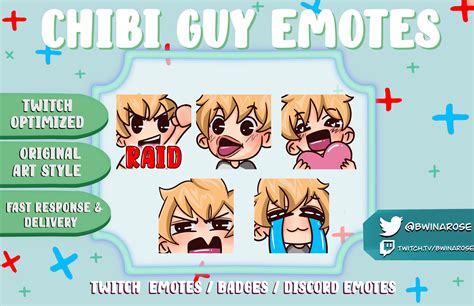 5 Blonde Hair Chibi Guy Emotes Twitch Emotes Pack Discord Emotes Pack Emotes For Streamer
