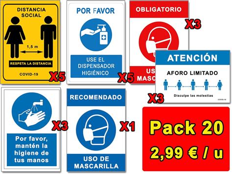 Señalización Coronavirus Pack Ahorro 20 Señales COVID 19 5