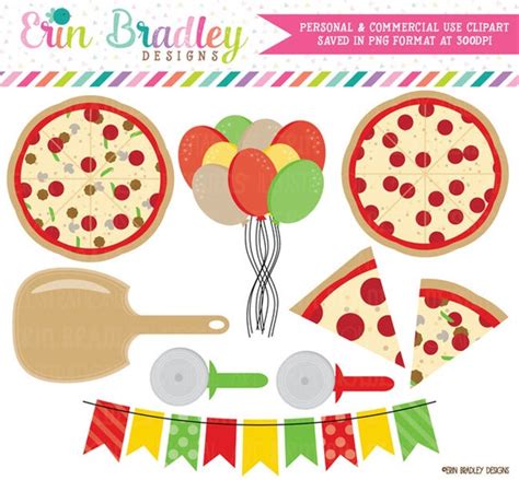 Pizza Party Clipart Commercial Use Clip Art Graphics Instant Download ...