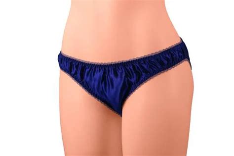 Buy Merise Womens Sexy Silk Satin Bikini Panties Olive Lace Navy Blue XL Large Online At Best