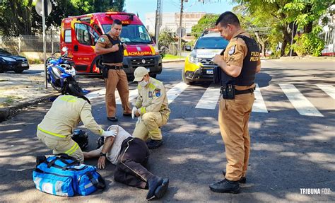 Motociclista fica gravemente ferido após colisão no cruzamento mais