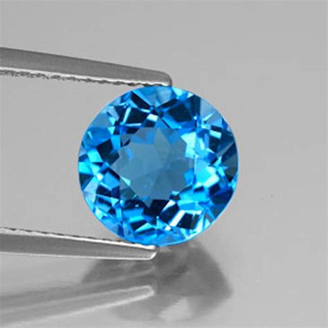 Genuine Natural Bright Blue Swiss Blue Topaz Round Faceted Etsy