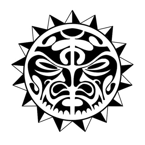 Premium Photo | Polynesian sun face maori tattoo style