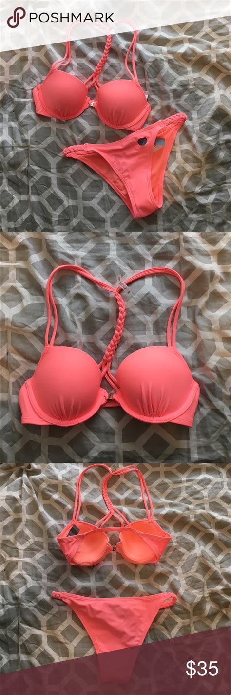 Super Cute Coral Pink Bikini Set Pink Bikini Set Bikinis Bikini Set