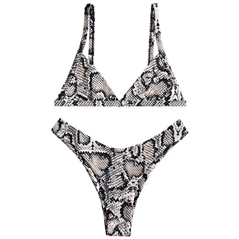 ZAFUL Snakeskin Print Bikini 2019 Sexy High Cut Bikini Set Unlined