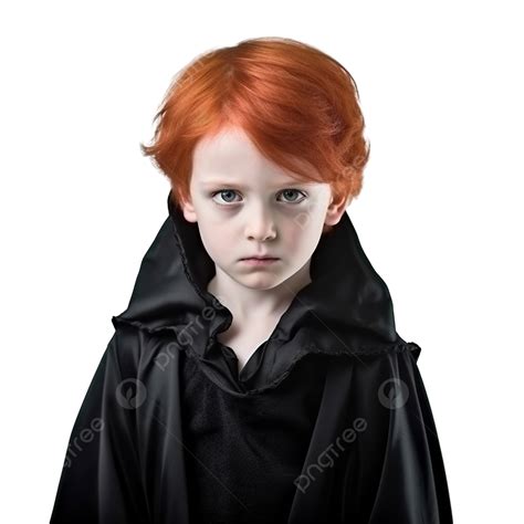 Retrato De Un Niño Pelirrojo Vestido Como Un Vampiro Espeluznante Para