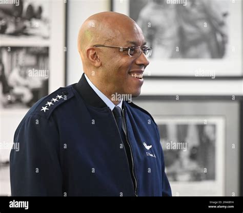 Air Force Chief Of Staff Gen Cq Brown Jr Speaks With A Group Of Air