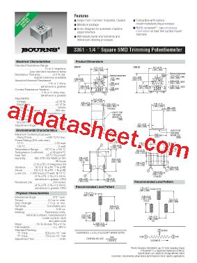 3361 Datasheet PDF Bourns Electronic Solutions