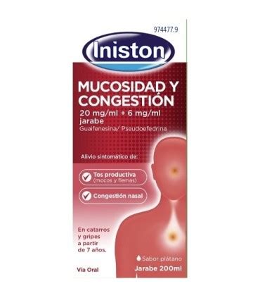 INISTON MUCOSIDAD Y CONGESTION 20 MG ML 6 MG ML JARABE 1 Frasco De