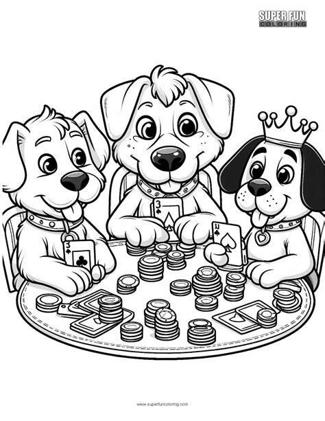 Dogs Playing Poker - Super Fun Coloring