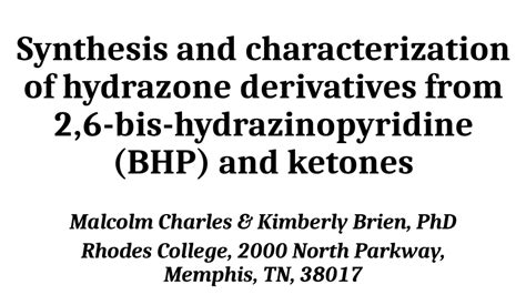 Pdf Synthesis And Characterization Of Hydrazone Derivatives From