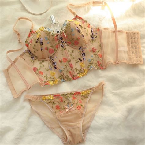 Lace Embroidery Sexy Bra And Panty Set Floral Lace Underwear Push Up Lingerie Ebay
