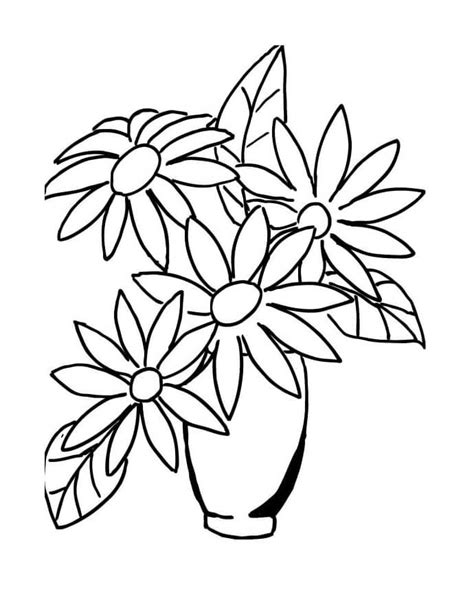 Buqu De Flores Em Um Vaso Para Colorir Imprimir E Desenhar Colorir Me