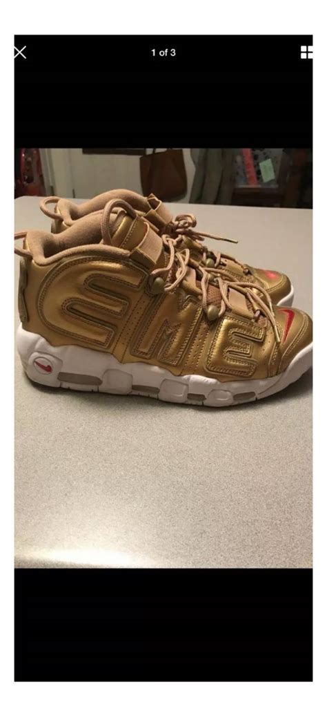 Supreme X Nike Air More Uptempo Metallic Gold Kixify Marketplace