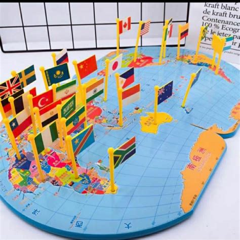 Jual Peta Dunia Lengkap Bendera Map Of The World Mainan Edukasi Anak