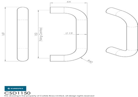 Eurospec Satin Stainless Steel Steelworx 19mm D Pull Handle 225mm