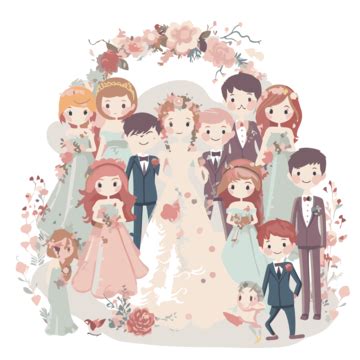 Wedding Party Vector, Sticker Clipart Wedding Friends And Characters In ...