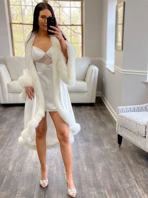 Luxury Silk Fox Fur Robe Luxury Robe Silk Robe Bridal Robe Luxury