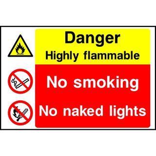 KPCM Danger Highly Flammable No Smoking No Naked Flames Sign Made In The UK