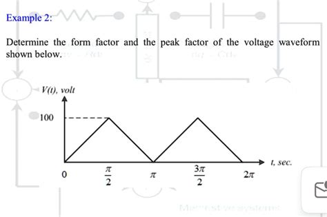 Example 2 Determine The Form Factor And The Peak Factor Of The Voltage Waveform Shown Below V0