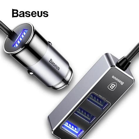 Baseus 4 USB быстрое автомобильное зарядное устройство для iPhone, iPad ...