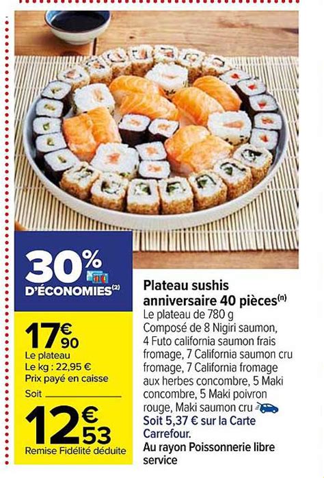 Promo Plateau Sushis Anniversaire Pi Ces Chez Carrefour Icatalogue Fr