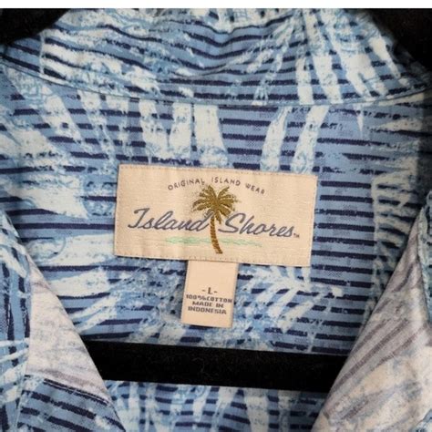 Island Shores Shirts Island Shores Hawaiian Shirt Collar Button Up