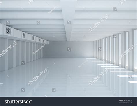empty wide room narrow openings columns stock illustration