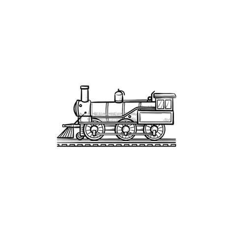 Premium Vector Vintage Train Hand Drawn Outline Doodle Icon Railroad