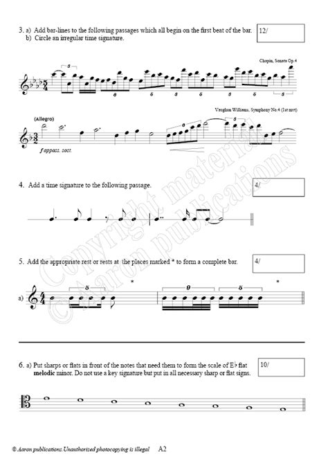 Grade V 5 Music Theory Practice Paper Pdf For Vcm Exams Papers Aand B