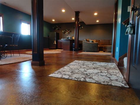 Stained Concrete Basement Traditional Basement Indianapolis By Dancer Concrete Design