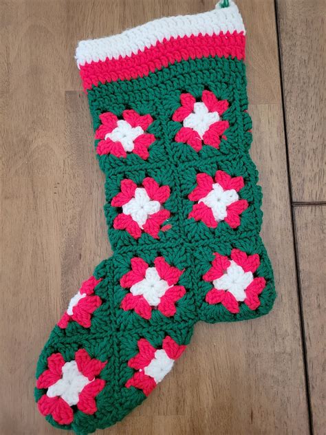 Crochet Granny Square Christmas Stocking Etsy