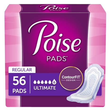 Poise Incontinence Pads For Women Ultimate Absorbency Regular 56 Ct