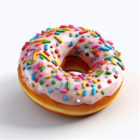 Premium Photo | A donut with white frosting and sprinkles on it