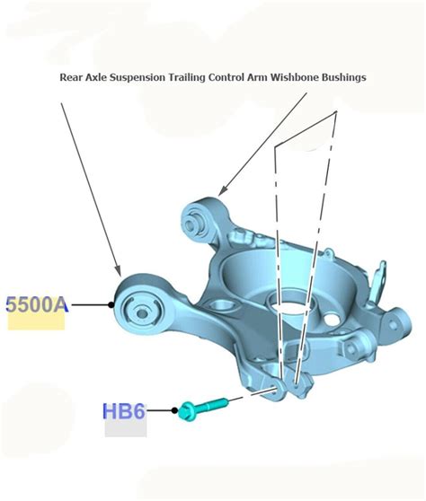 Rear Axle Suspension Trailing Control Arm Wishbone Bushings Ford