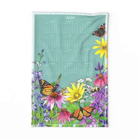 Pollinators Tea Towel Calendar Fabric Spoonflower